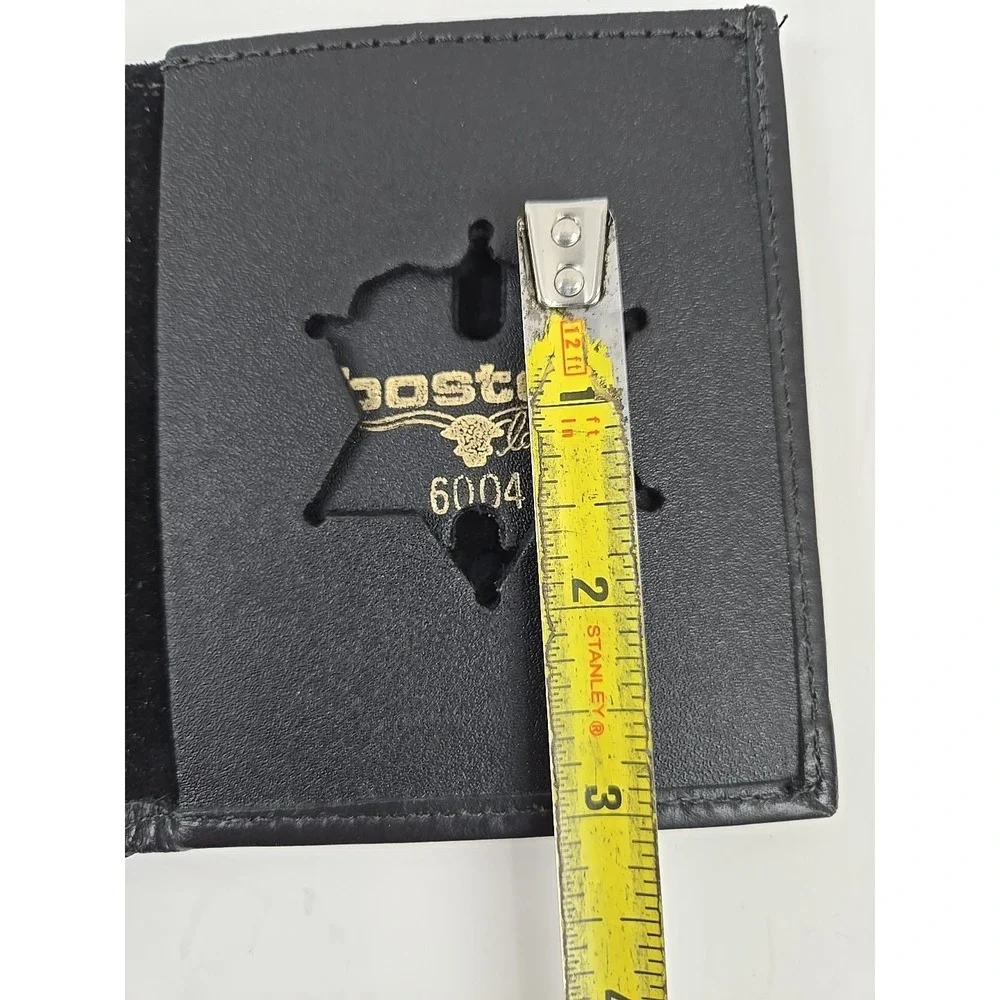 Boston Leather 6004 Recessed Badge Holder, ID Case and Wallet w CC Slots, Black